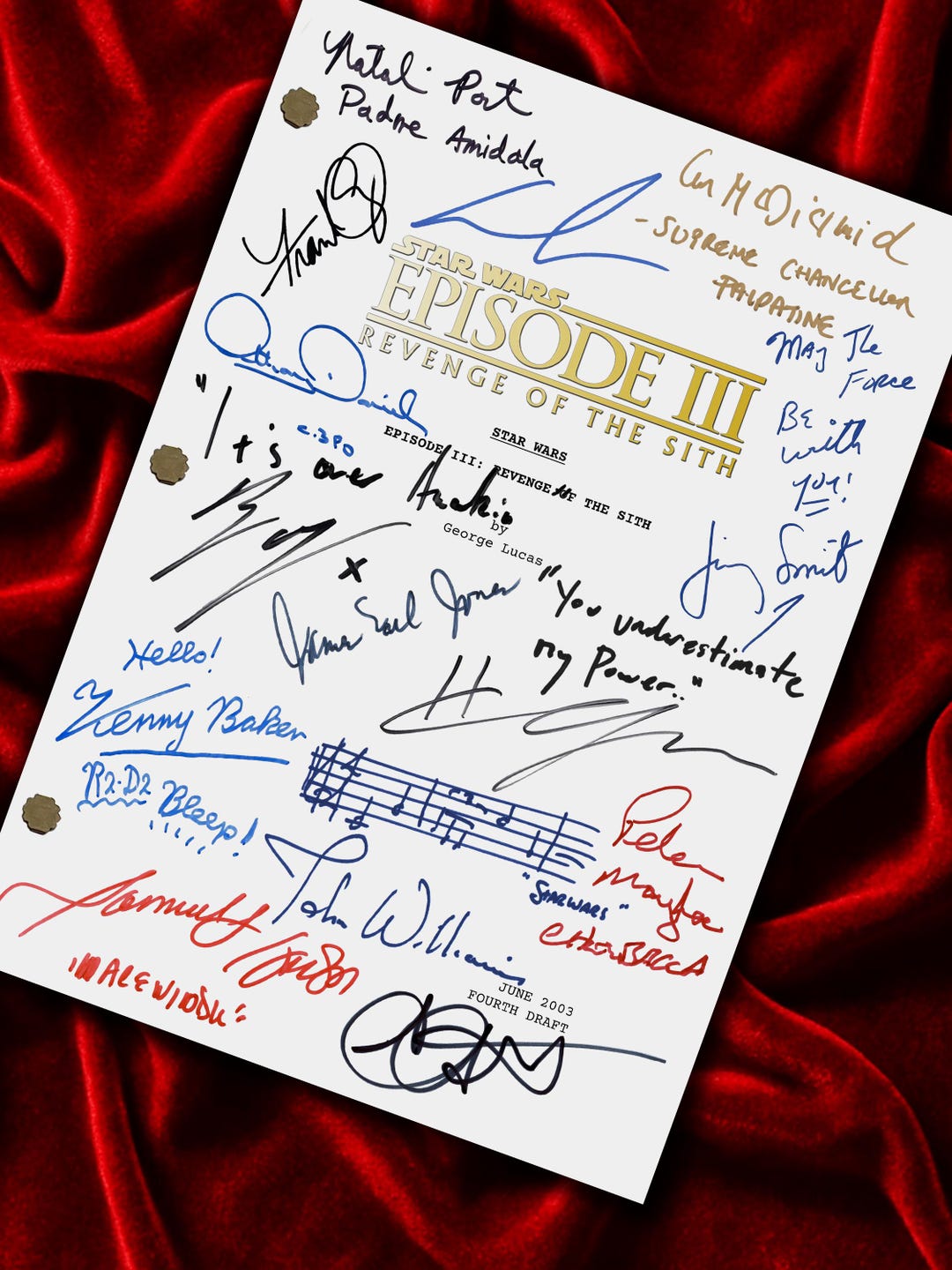 Script Presents Star Wars: Episode III - Revenge of the Sith, Signed Movie Script ...