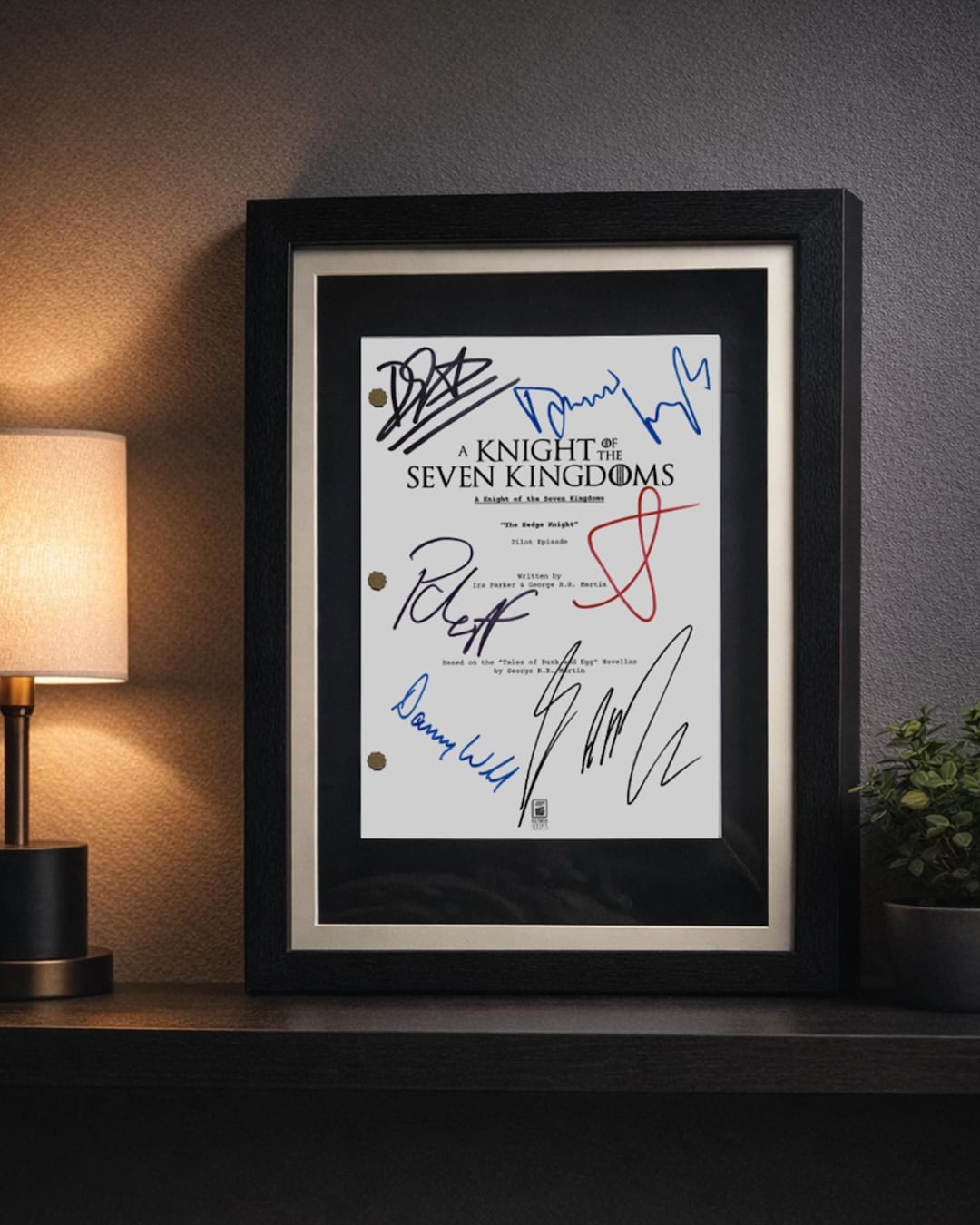 Knight, Seven Kingdoms Signed & Framed Pilot Script, Dunk, Egg, Wall ...