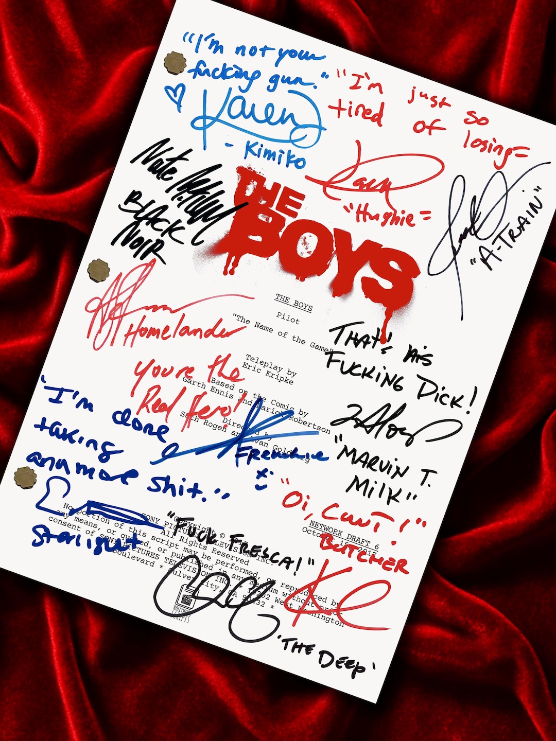 Script Presents THE, BOYS Signed Pilot Script, Screenplay, Signatures, Birthday Gift ...