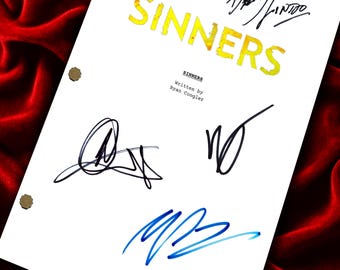 Sinners, Filmmanus, Filmmanus, Sinners-film, Signaturer, Autograf, Födelsedagspresent, Presenter för filmälskare, Sinners-merchandise, Filmrekvisita