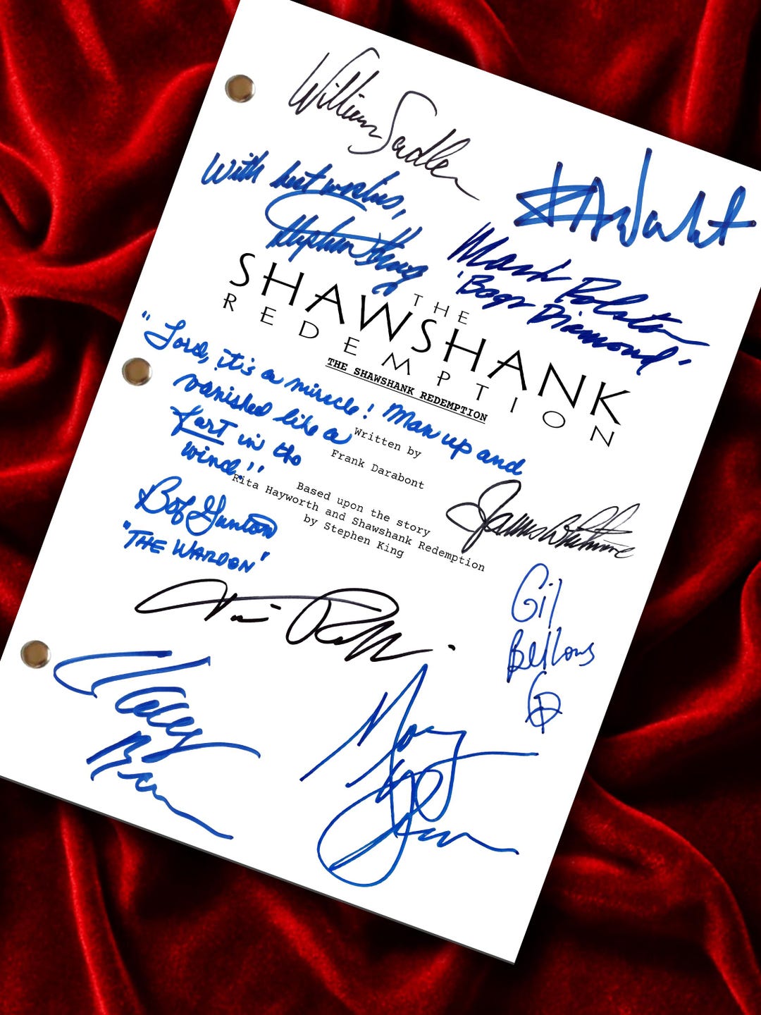 Script Presents Shawshank Redemption, Signed Movie Script, Unique, Birthday Gift, Movie ...