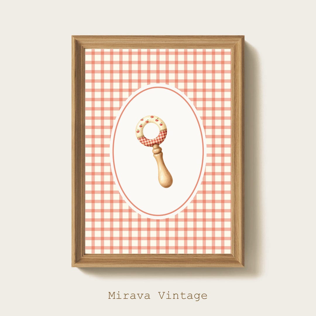 Vintage Baby Rattle Nursery Wall Art, Infant Toy Illustration, Neutral ...