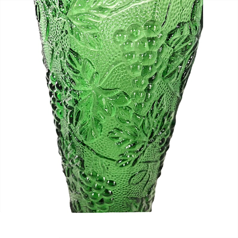 Vintage Green Glass Grape Embossed Vase Etsy