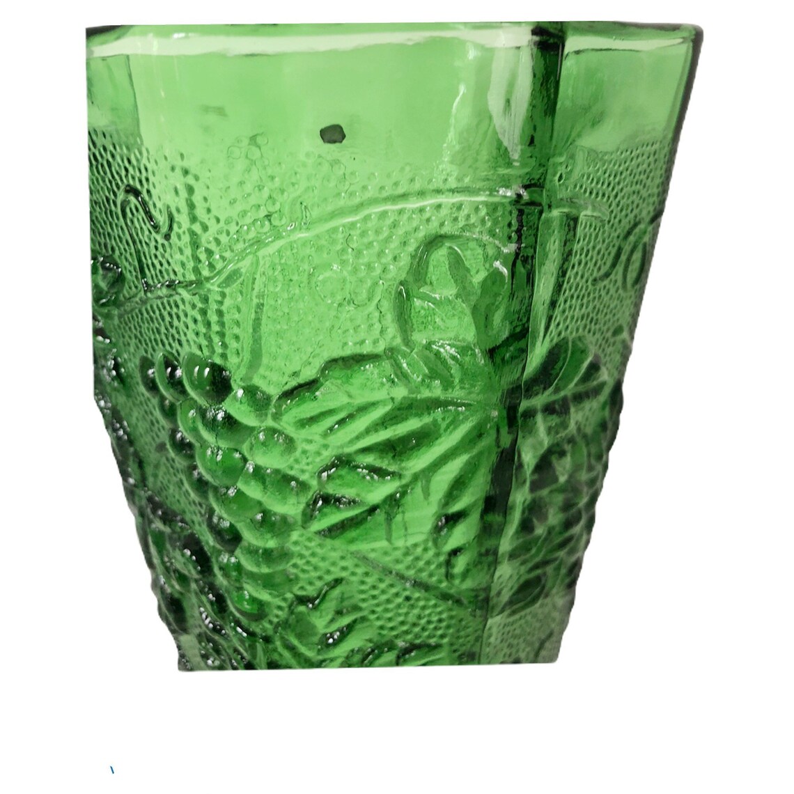 Vintage Green Glass Grape Embossed Vase Etsy