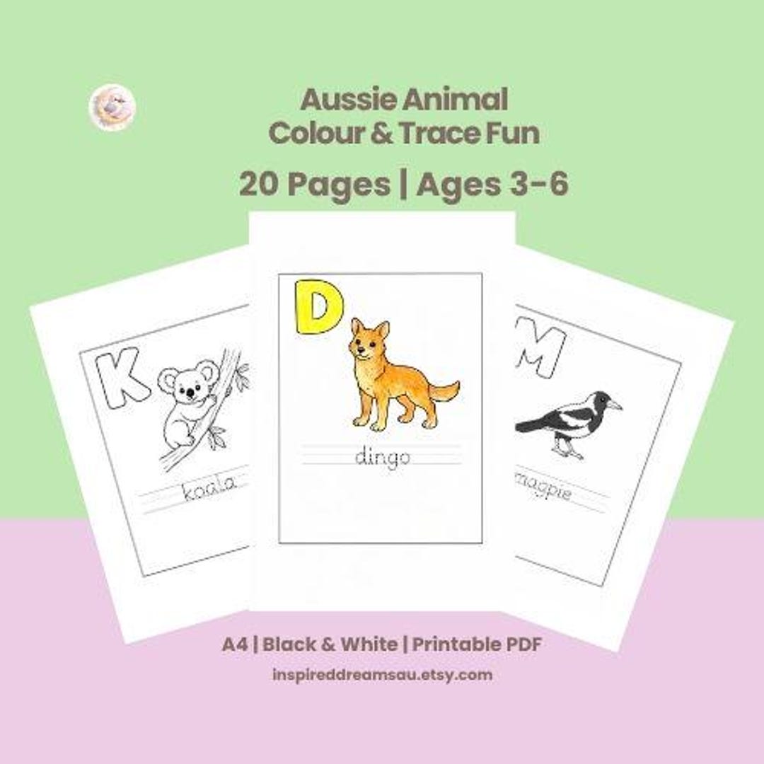 Aussie Animal Colouring Book for Kids, 20+ Printable Pages, Australian ...