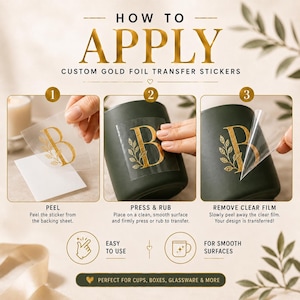 Custom Gold Foil Transfer Stickers, Silver Foil Logo Decals, UV DTF Transfer Labels for Packaging, Candles, Glassware image 5