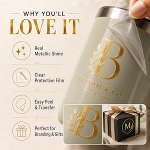 Custom Gold Foil Transfer Stickers, Silver Foil Logo Decals, UV DTF Transfer Labels for Packaging, Candles, Glassware image 6