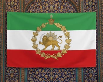 Royal Persian Lion and Sun Flag Double Sided | Pre-1979 Iran Heritage Shir o Khorshid