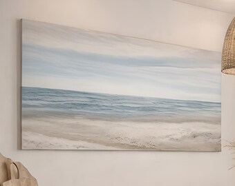 Moana Beach Canvas Wall Art | Hand-Painted Coastal Scene, Neutral Modern Home Decor