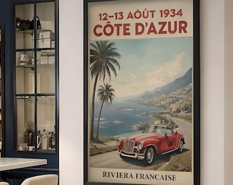 Côte d'Azur Framed Travel Print | Vintage French Riviera Coastal Art
