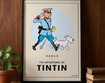 OFFICIAL Tintin and Snowy Poster | Framed Vintage Comic Art Print, Retro Adventure Decor