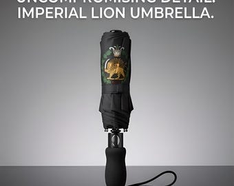 Iran Lion Sun Umbrella | Persian Heritage Cultural Emblem Rain Accessory