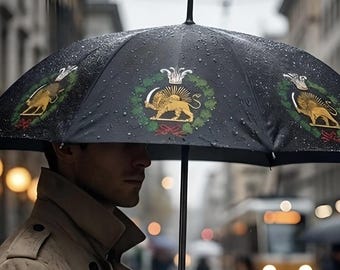 Iran Lion and Sun Umbrella | Persian Heritage Cultural Rain Accessory