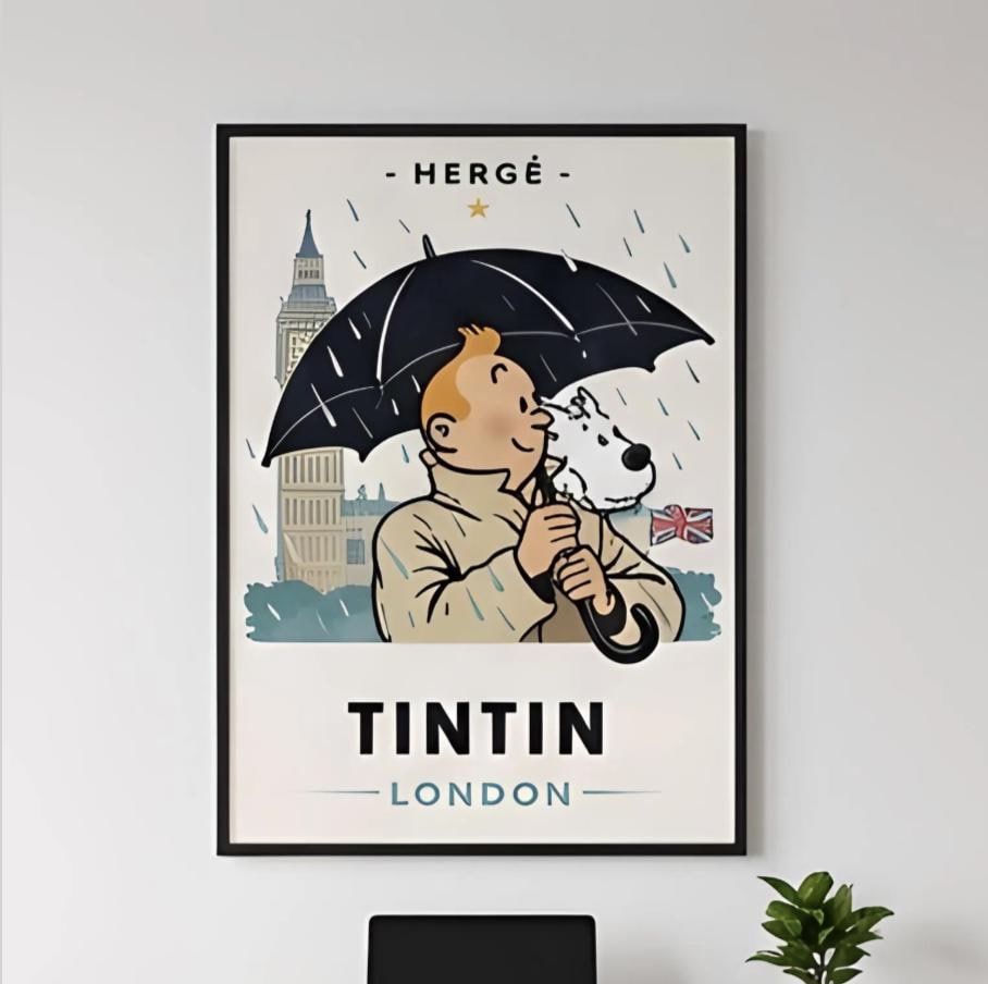 Affiche Cartonnée Tintin Pour Librairie - Grand Format 40x30 Cm - 1980 - Publicitaire
