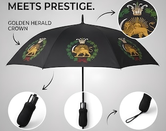 Persian Lion and Sun Umbrella | Royal Iranian Heritage Rain Accessory