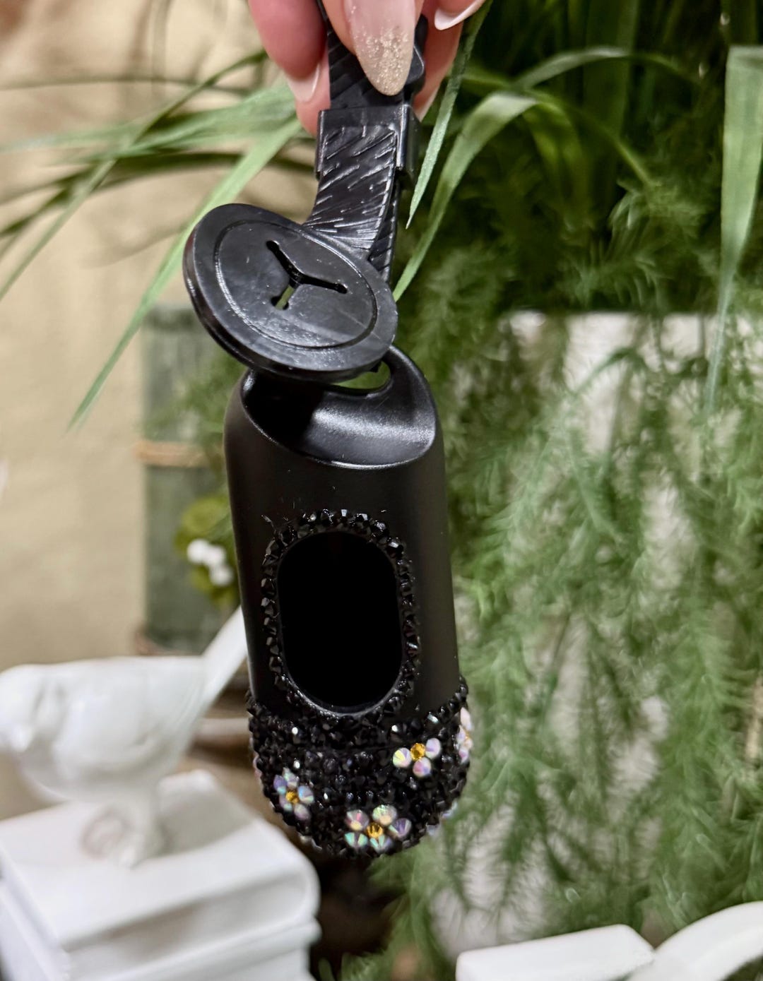 Black Dog Poop Bag Holder With Handcrafted Daisy Flowers – Partial ...