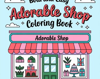 Libro para colorear de tiendas / Diseños adorables y sencillos / Temas de cafeterías y tiendas de ropa / Regalos creativos