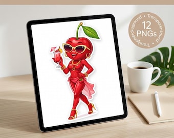 Paquete de imágenes prediseñadas de personajes de Summer Fruit Island en formato PNG / Fondo transparente / Contenido para TikTok, pegatinas, sublimación y Cricut.