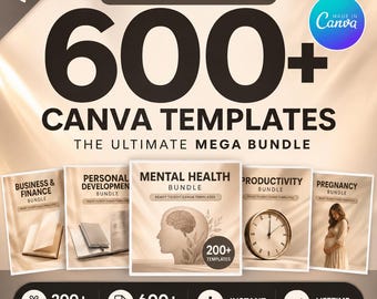 MEGA VAULT 600+ Canva Templates Bundle | 200+ Niches Included | Editable  Digital Products | Instant Download