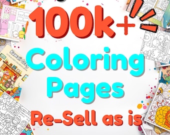 Megapaquete de más de 100 000 páginas para colorear / Licencia comercial (archivos PDF, PNG, SVG y AI)
