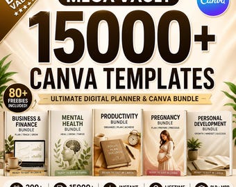 Acceso a Mega Canva Vault / Paquete PLR + MRR / Planificadores, diarios y plantillas digitales / Descarga instantánea