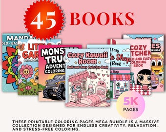 Bold and Easy 45 Coloring Books| Mega Bundle |Children & Adults (PLR MRR) (Easy Download)
