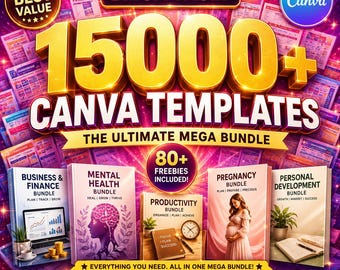 15000+ Canva Templates Mega Vault| Editable | Printable Journals |Business & Social Media Kit