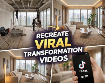 Vídeos de transformación con IA en cámara rápida 2026 / YouTube, TikTok / Guía de crecimiento / Antes y después / Descarga digital