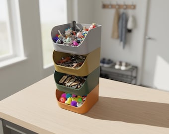 Contenedor de almacenamiento apilable modular STL / Organizador de escritorio y taller imprimible en 3D / Caja modular BenchBits