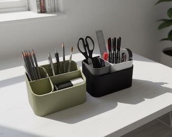 Organizador de escritorio modular STL / Bandeja de almacenamiento minimalista acanalada (descarga digital)