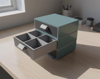 Organizador de cajones apilable STL / Almacenamiento de escritorio modular / Archivo de impresión 3D