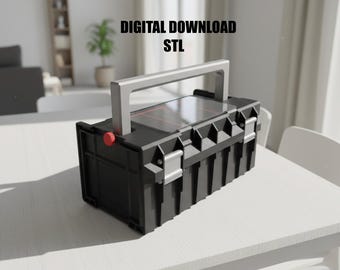 Caja de herramientas portátil STL: organizador impreso en 3D con tapa y asa