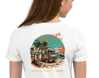 Personalized Family Beach Trip Shirt, Custom Name Tee, Retro Van Vacation T‑Shirt, Custom Family Matching Beach Shirt