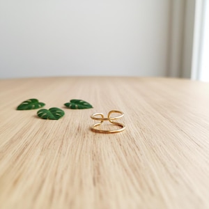 Double Layer Thin Wire Open Ring for Women Dainty Minimalist Jewelry Adjustable Fit