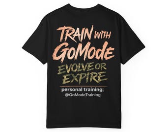 Train met GoMode-T-shirt Evolve or Exire | Logo sportschool: