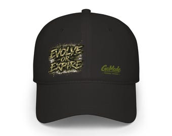 Evolve or Expire Baseball Cap | Distressed Graffiti Text, Red