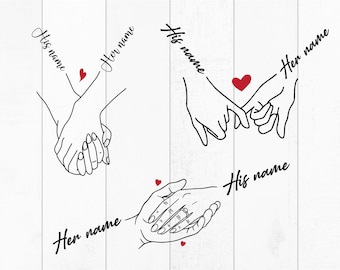 Holding Hands SVG Bundle, Holding Hands PNG Bundle, Holding Hands Clipart, Holding Hands Silhouette, Couple Hands SVG Cut Files for Cricut