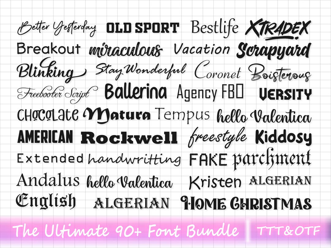 The Ultimate 90 TTF & SVG Fonts for Cricut,, Font Bundle, Cursive Font ...