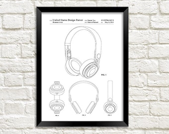 Headphones blueprint | Etsy