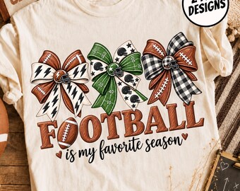 Le football est ma saison préférée (PNG), lot de nœuds papillon de football (PNG), design pour les jours de match de football, sublimation sur le thème du football d'automne