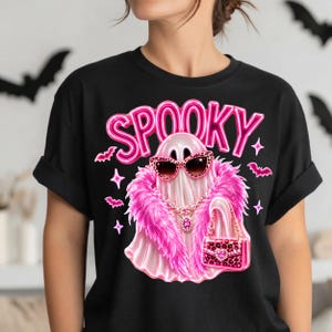 High-resolution Glam Ghost PNG digital download with transparent background for Halloween apparel, boutique gifts, and spooky season crafts.