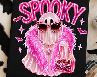 Glam Ghost PNG, Neon Pink Spooky Ghost PNG, Halloween Glam Ghost Shirt Design, Boujee Ghost Sublimation, Digital Download