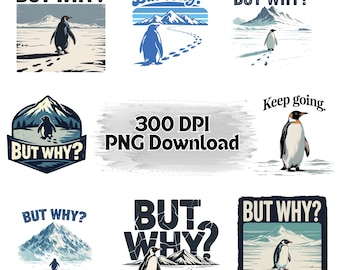 Nihilist Penguin PNG – But Why Penguin Meme – Lonely Penguin Minimalist Design – Funny Nihilist Shirt Graphic Download