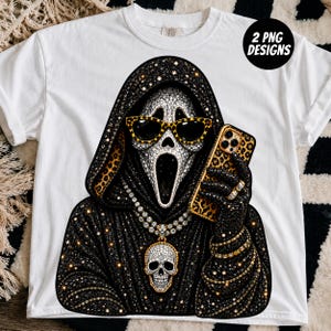 Glam Ghost PNG Bundle, Cute leopard Ghost PNG, Halloween Glam PNG, Black Rhinestone Spooky Ghost, Girly Halloween Tee, Digital Download