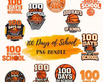 100 Days of School PNG Bundle, I Survived 100 Days, Kindergarten Basketball School Shirt Design