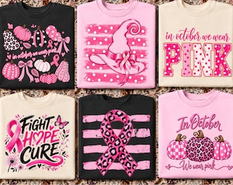 En octobre, on porte du rose (PNG), Pack PNG Coquette Sensibilisation au cancer du sein, Motif ruban rose, Tout en rose (PNG), Soutien aux personnes atteintes du cancer du sein