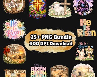 He is Risen PNG Bundle, Retro Christian Easter PNG Sublimation Designs, True Story 3 Days Religious PNG for Faith Shirts and Happy Easter