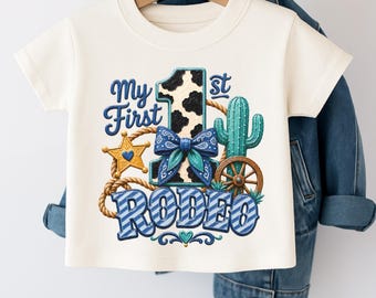 My First Rodeo PNG, Baby Boy 1st Birthday Shirt Design, Blue Cowboy Rodeo Birthday PNG, Western Sublimation Digital Download
