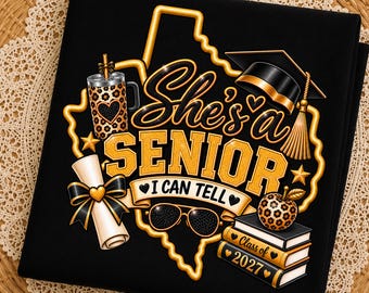 Elle est en terminale, je peux le dire (PNG), Design de t-shirt de terminale 2027, Remise des diplômes promotion 2027 (PNG), Nœud léopard pour terminale (sublimation)