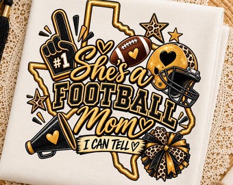 C'est une maman de footballeur, ça se voit (PNG), C'est une maman de footballeur (PNG), T-shirt Texas Leopard pour les jours de match, Téléchargement par sublimation pour le football